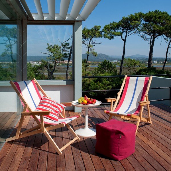 Skladacie ležadlo Beach, čierne prúžky-image-2