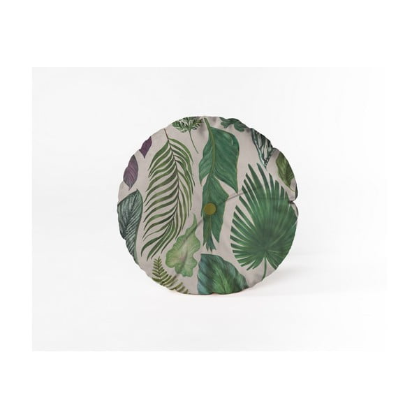 Okrúhly dekoratívny vankúš so zamatovým poťahom Velvet Atelier Leaves, ⌀ 45 cm