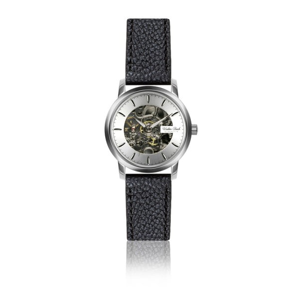 Dámske hodinky s čiernym remienkom z pravej kože Walter Bach Margo