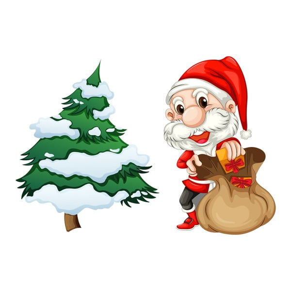 Vianočná samolepka Ambiance Santa Claus and Tree