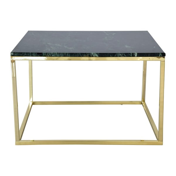 Zelený mramorový konferenčný stolík s podnožou v zlatej farbe RGE Accent, šírka 75 cm
