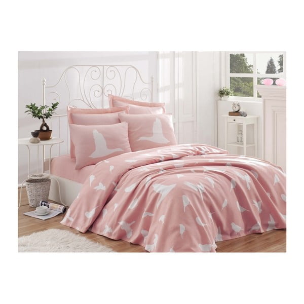 Bavlnený pléd cez posteľ na dvojlôžko Single Pique Rosa, 200 × 235 cm