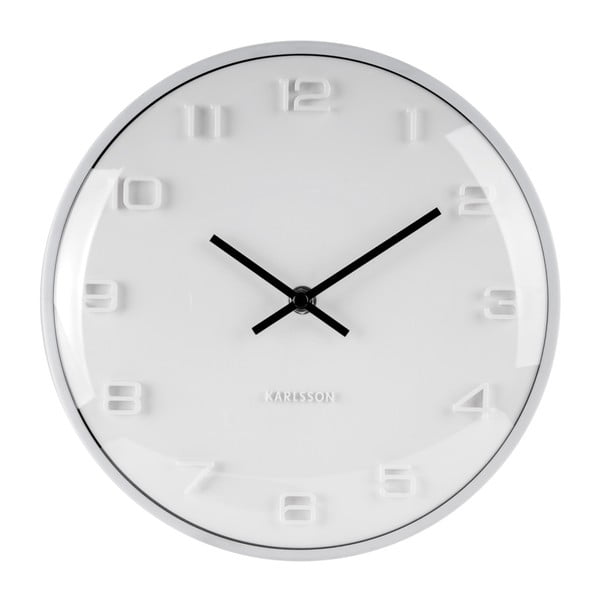 Biele nástenné hodiny Karlsson Elevated, ⌀ 25 cm