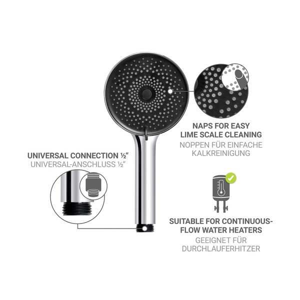 Sprchová súprava z nehrdzavejúcej ocele v striebornej farbe s ručnou sprchou/posuvný držiak 70 cm Softwater – Wenko-image-2