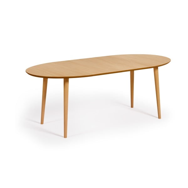 Rozkladací jedálenský stôl v dekore duba v prírodnej farbe 90x120 cm Oqui – Kave Home-image-3