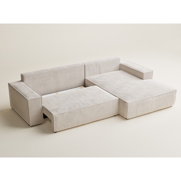 Krémová ženilková rozkladacia/s úložným priestorom rohová pohovka (pravý roh/s leňoškou) Maze – Maison de Rêve-image-3