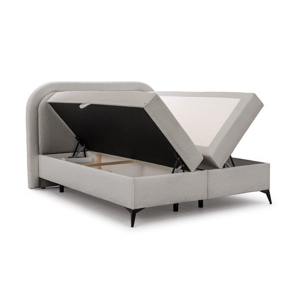 Svetlosivá boxspring posteľ s úložným priestorom 140x200 cm Ornes – Ropez-image-3