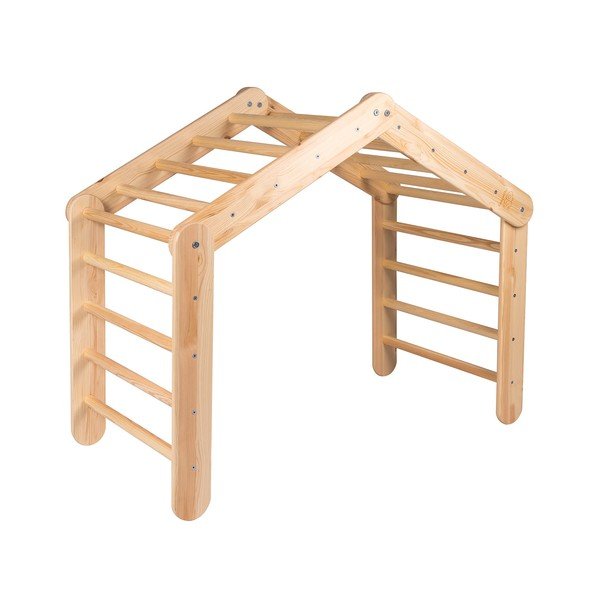 Pikler trojuholník z borovicového dreva v prírodnej farbe 112x61x94 cm Montessori – Meowbaby