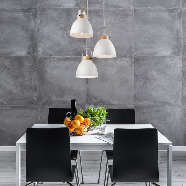 Biele závesné svietidlo s kovovým tienidlom ø 37 cm Danielle – LAMKUR-image-2