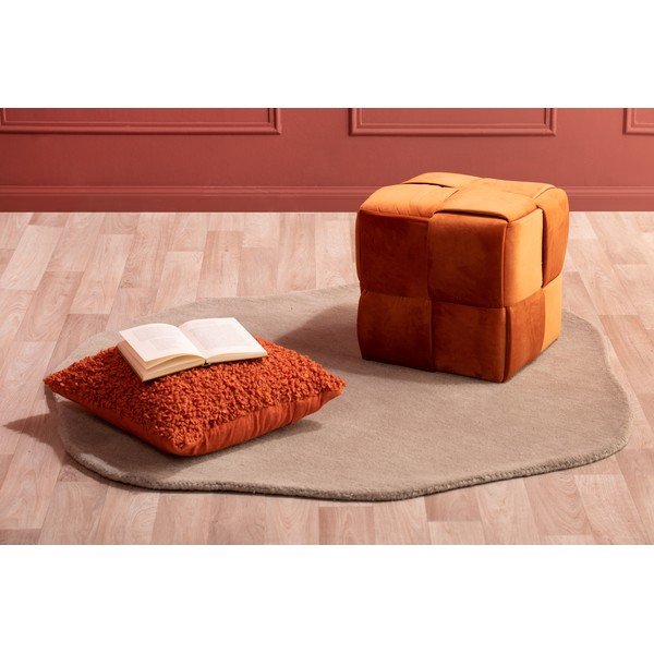 Oranžový zamatový taburet Weaved – Leitmotiv-image-3