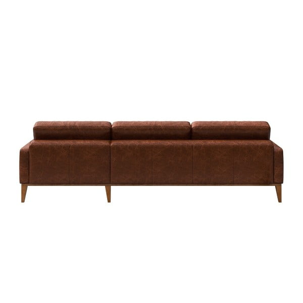 Červenohnedá kožená rohová pohovka MESONICA Musso Tufted, ľavý roh-image-3