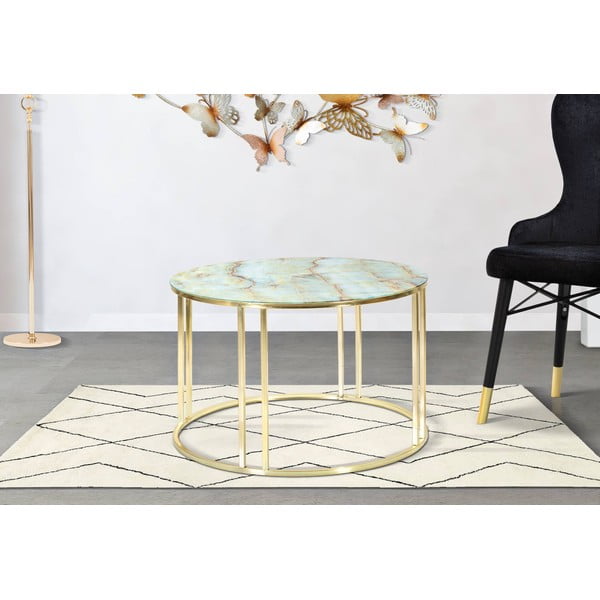 Bielo-zlatý konferenčný stolík Mauro Ferretti Sepa, ø 75 cm-image-1