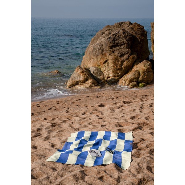 Svetložltá/modrá bavlnená plážová osuška 100x160 cm Su – noo.ma-image-1