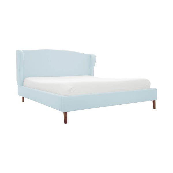 Pastelovomodrá posteľ s prírodnými nohami Vivonita Windsor 180 × 200 cm
