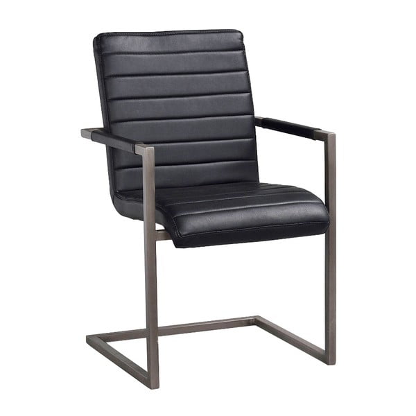 Čierna stolička s čiernym kovovým podnožím Rowico Clive