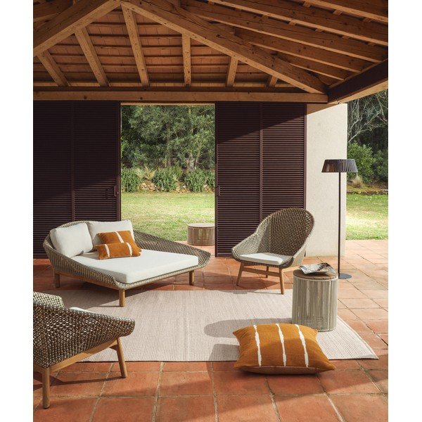 Zelené dvojmiestne ratanové záhradné ležadlo Olbia – Kave Home-image-2