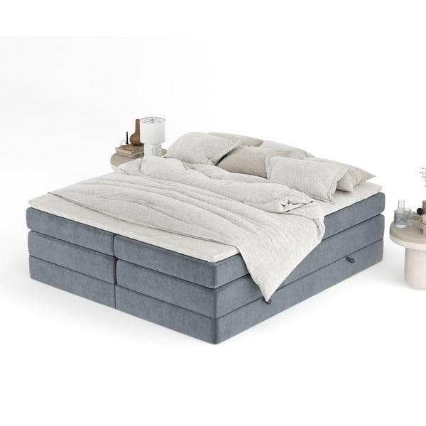 Tmavosivá boxspring posteľ s úložným priestorom/bez čela 200x200 cm Juniper – Maison de Rêve-image-4