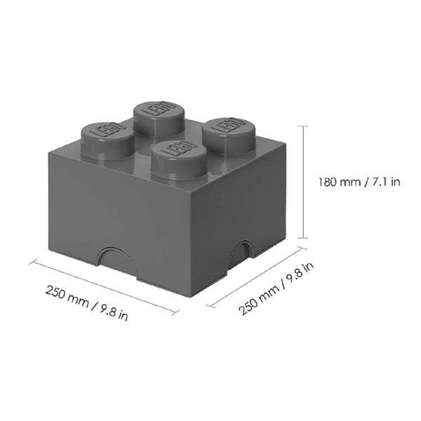 Detský tmavosivý úložný box LEGO® Square-image-2
