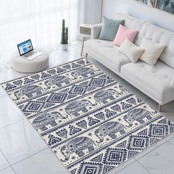 Modrý prateľný behúň 80x200 cm Elephant – Mila Home-image-3