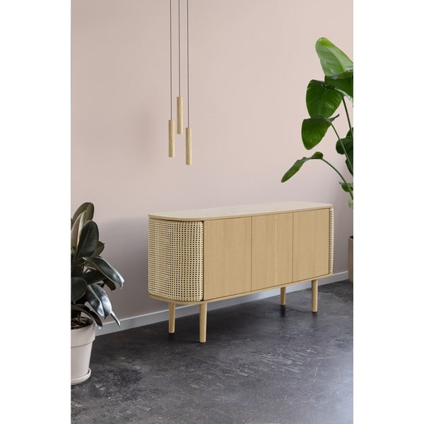 Čierno-hnedá nízka komoda v dekore duba 150x75 cm Treasures – UMAGE-image-4