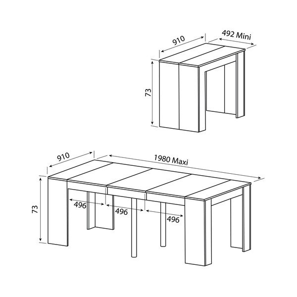 Sivý rozkladací jedálenský stôl TemaHome Elastic-image-1