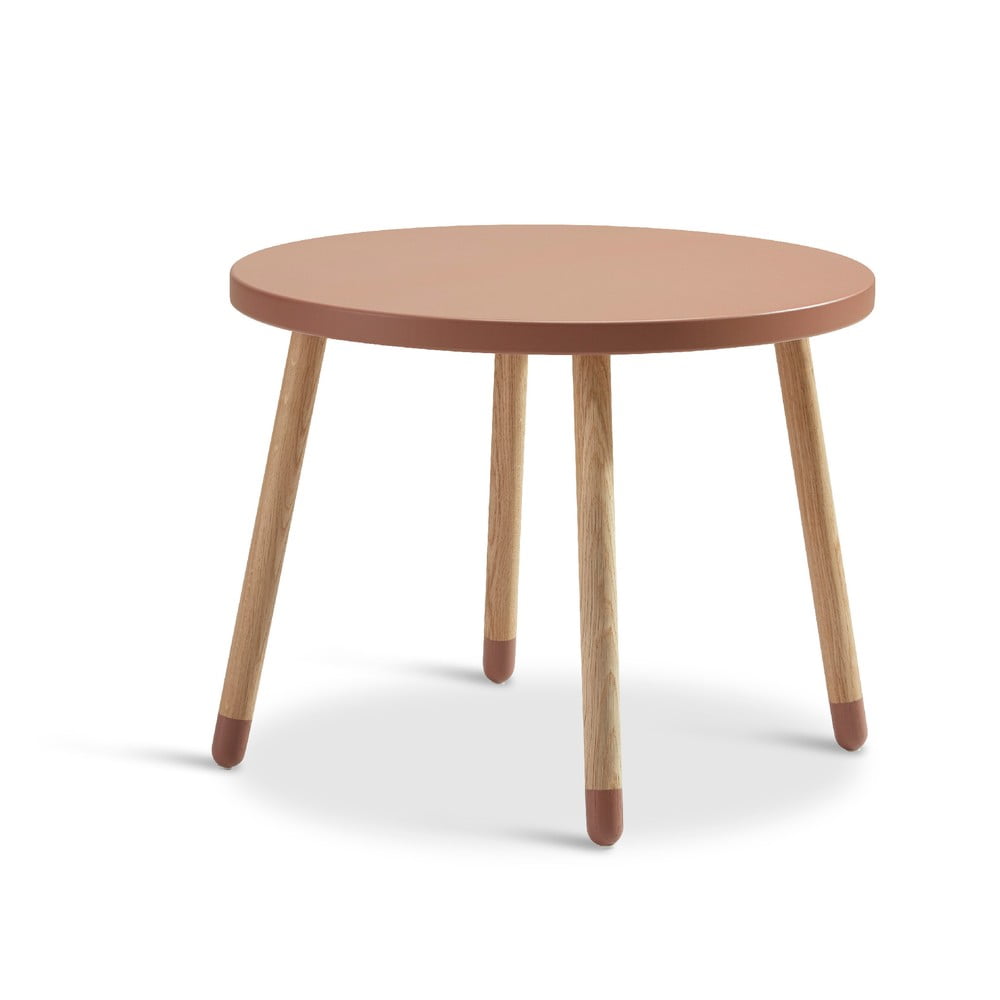 Ružový detský stolík Flexa Dots, ø 60 cm