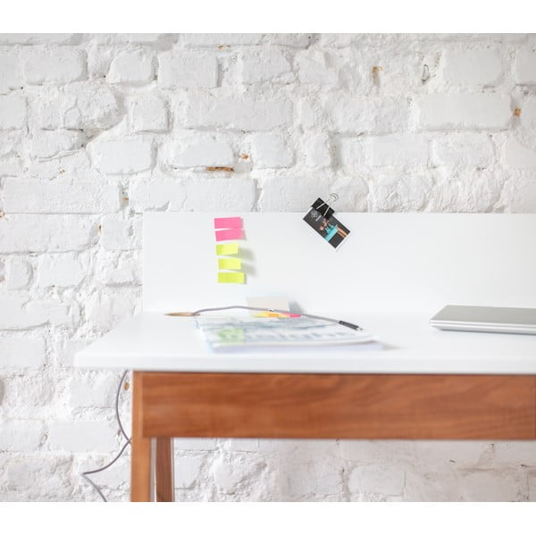 Biely písací stôl s podnožím z jaseňového dreva Ragaba Luka Oak, dĺžka 65 cm-image-1