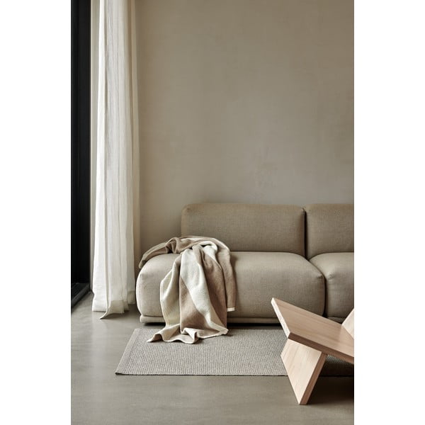 Béžovo-krémová deka s prímesou vlny 140x180 cm Bob Mud Vanilla – Pappelina-image-1