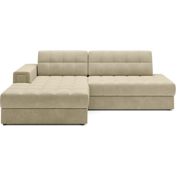 Svetlohnedá zamatová rozkladacia rohová pohovka (ľavý roh/s leňoškou) Blezalt – ELTAP