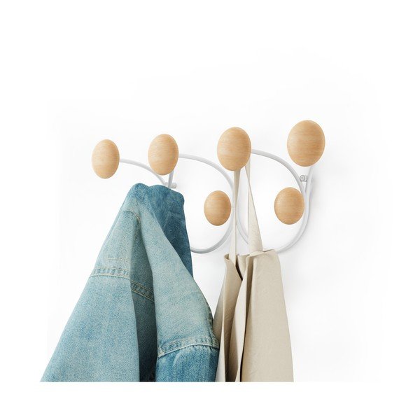 Biely prírodný nástenný vešiak z borovicového dreva Dotsy - Umbra-image-4