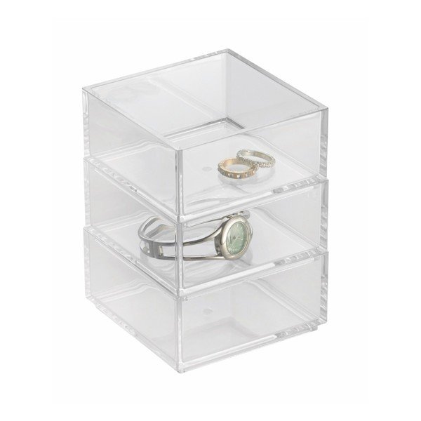 Sada 3 úložných boxov InterDesign Clarity Stacker-image-1