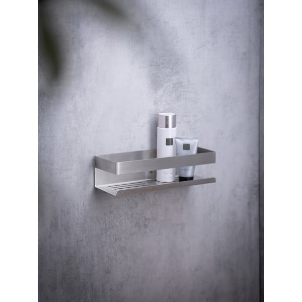 Strieborná samodržiaca kúpeľňová polička z nerezovej ocele v matne striebornej farbe Genova – Wenko-image-1
