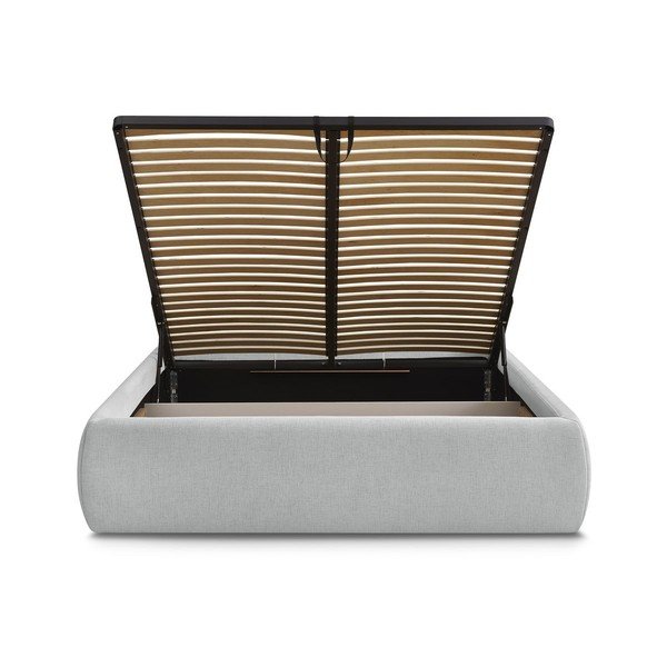 Svetlosivá čalúnená dvojlôžková posteľ s úložným priestorom/bez čela s roštom 160x200 cm Inera – Bobochic Paris-image-4