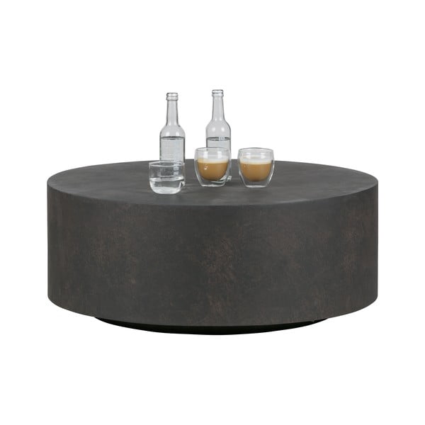 Tmavohnedý konferenčný stolík z vláknitého ílu WOOOD Dean, ø 80 cm-image-1