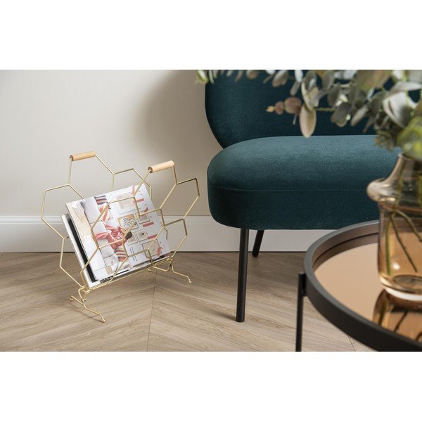 Kovový stojan na časopisy v zlatej farbe PT LIVING Honeycomb-image-1