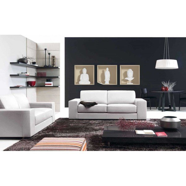 Sada 3 samolepiek s 3D efektom Ambiance White Buddha-image-2