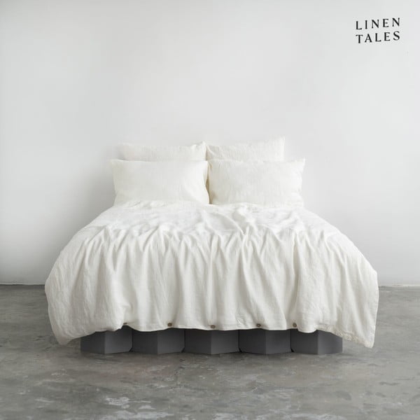 Biele ľanové predĺžené obliečky na jednolôžko 165x220 cm - Linen Tales
