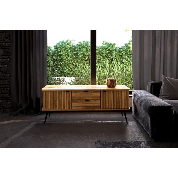 Nízka komoda z dubového dreva v prírodnej farbe 144x57 cm Kula - The Beds-image-1