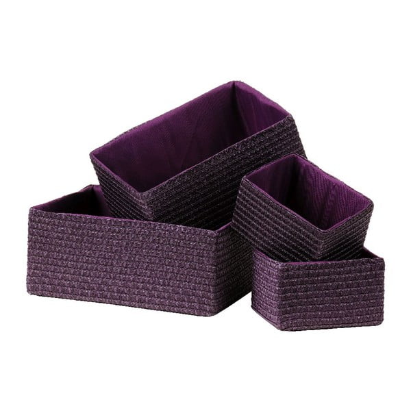 Set 4 úložných košov Purple