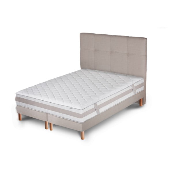 Svetlosivá posteľ s matracom a dvojitým boxspringom Stella Cadente Maison Saturne Saches, 180 × 200 cm
