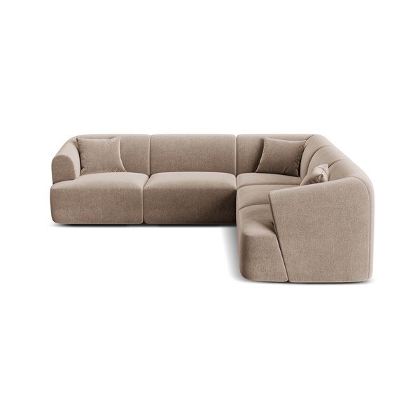 Svetlohnedá zamatová rohová pohovka Campi – Cosmopolitan Design