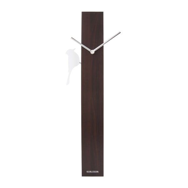 Hnedé nástenné hodiny Karlsson Woodpecker, dĺžka 60 cm