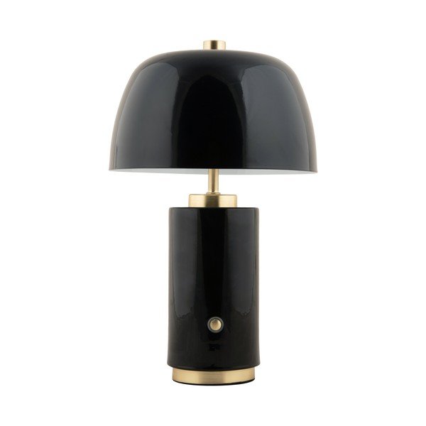 Čierna LED stmievateľná stolová lampa s kovovým tienidlom (výška 30 cm) Freya – Leitmotiv
