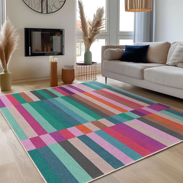 Tyrkysový prateľný behúň 80x200 cm Acid Rain – Mila Home-image-3