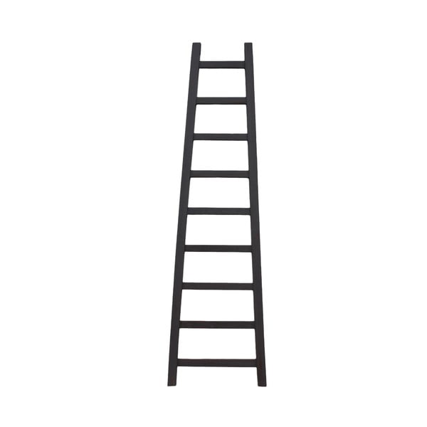 Čierny dekoratívny rebrík z teakového dreva, výška 195 cm