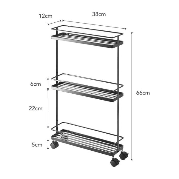 Čierny kovový pojazdný regál 38x66 cm Tower – YAMAZAKI-image-2