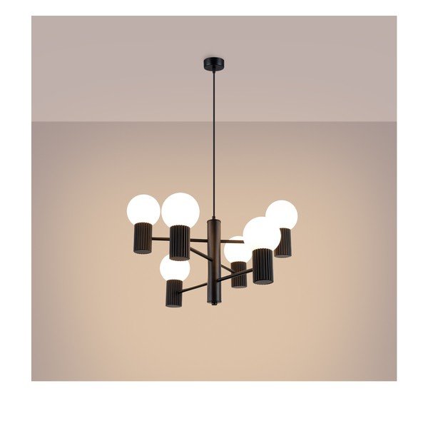 Čierne závesné svietidlo so skleneným tienidlom Orbital – Sollux-image-4