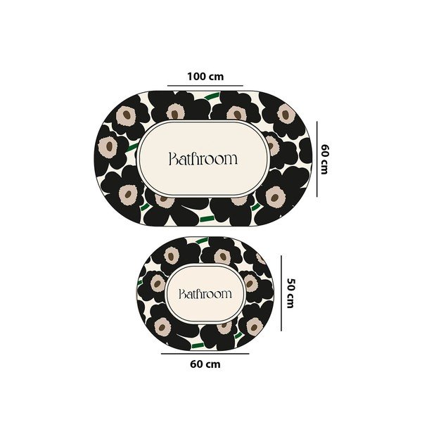 Čierne/béžové kúpeľňové predložky v súprave 2 ks 60x100 cm Oweld – Foutastic-image-2