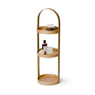 Stojan do kúpeľne z dubového dreva Wireworks Round Caddy Mezza, 3 police