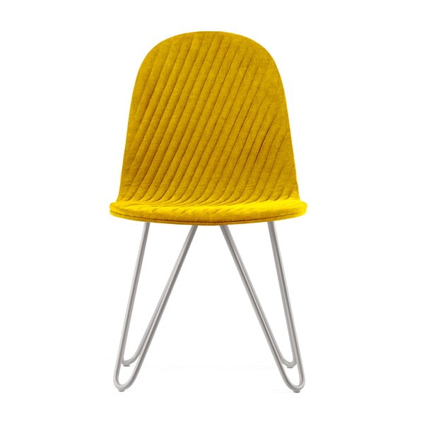Žltá stolička s kovovými nohami IKER Mannequin X Stripe